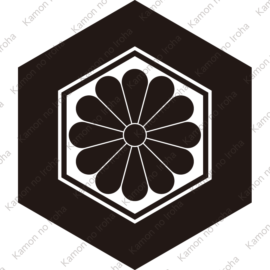 亀甲に十二葉菊紋