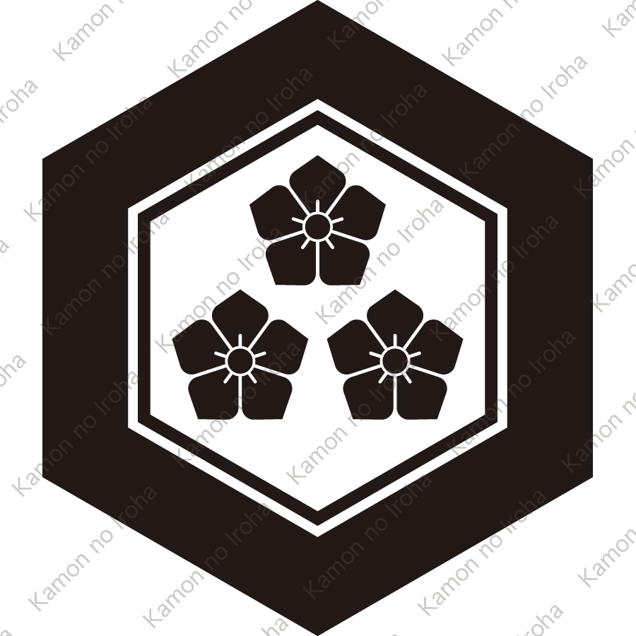 亀甲に三つ盛り桔梗紋