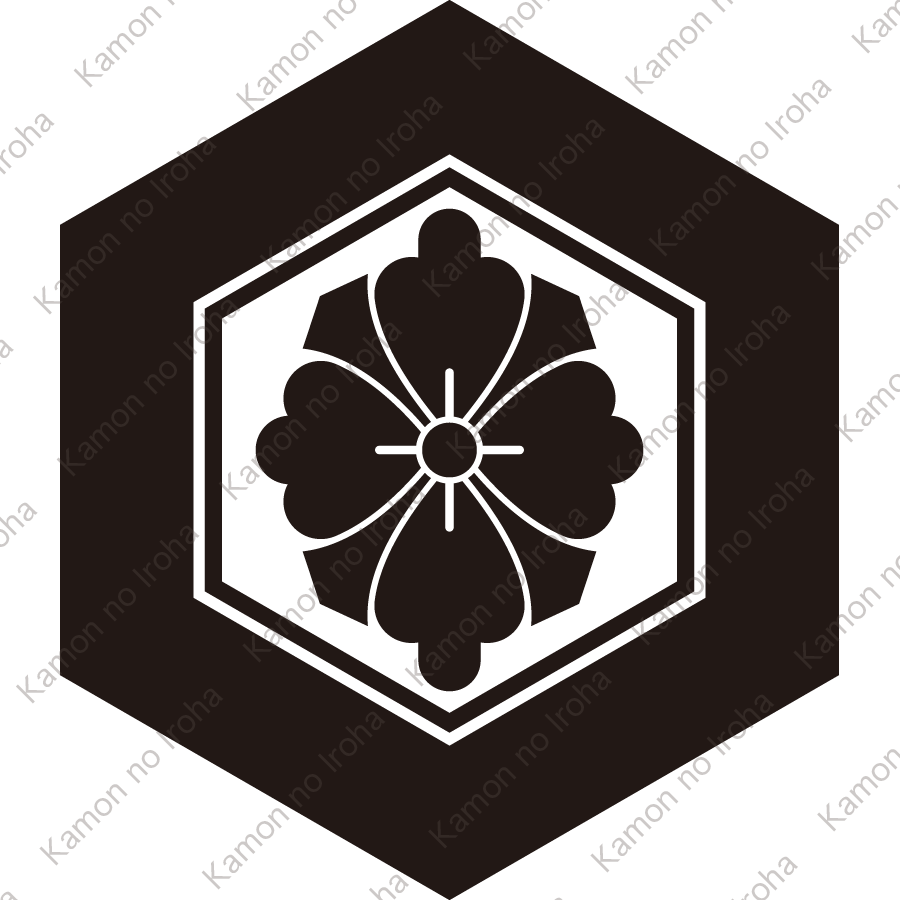 亀甲に竪剣花菱紋