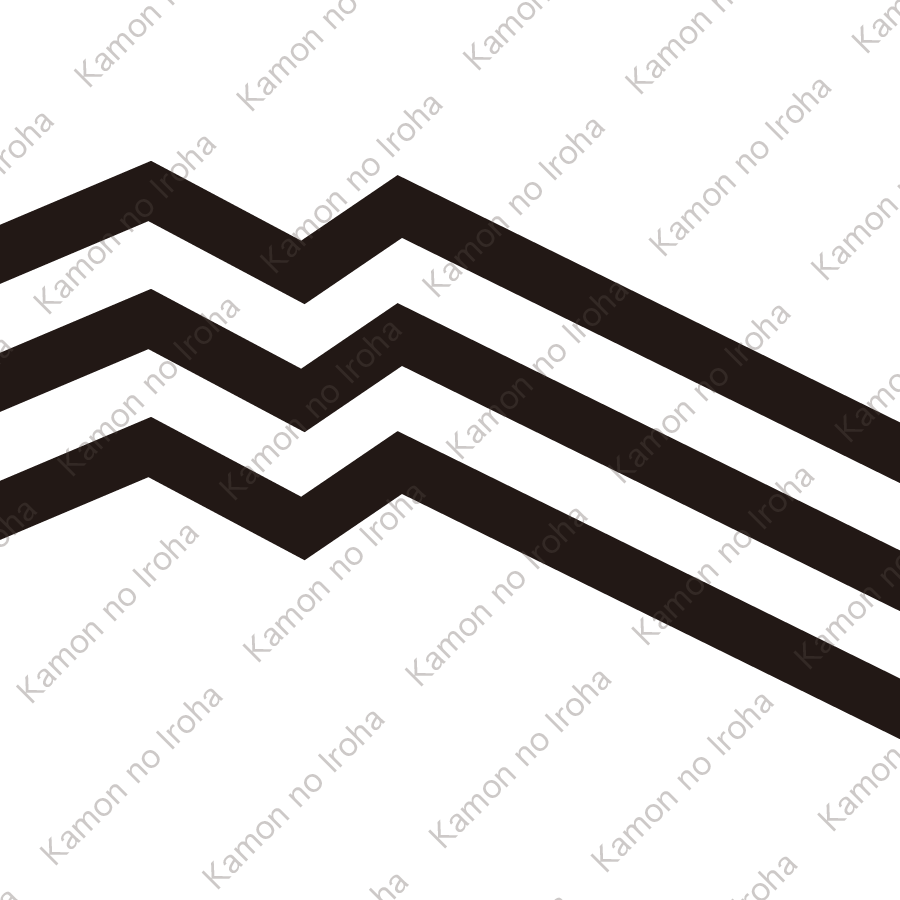 黄紫紅三つ引き紋