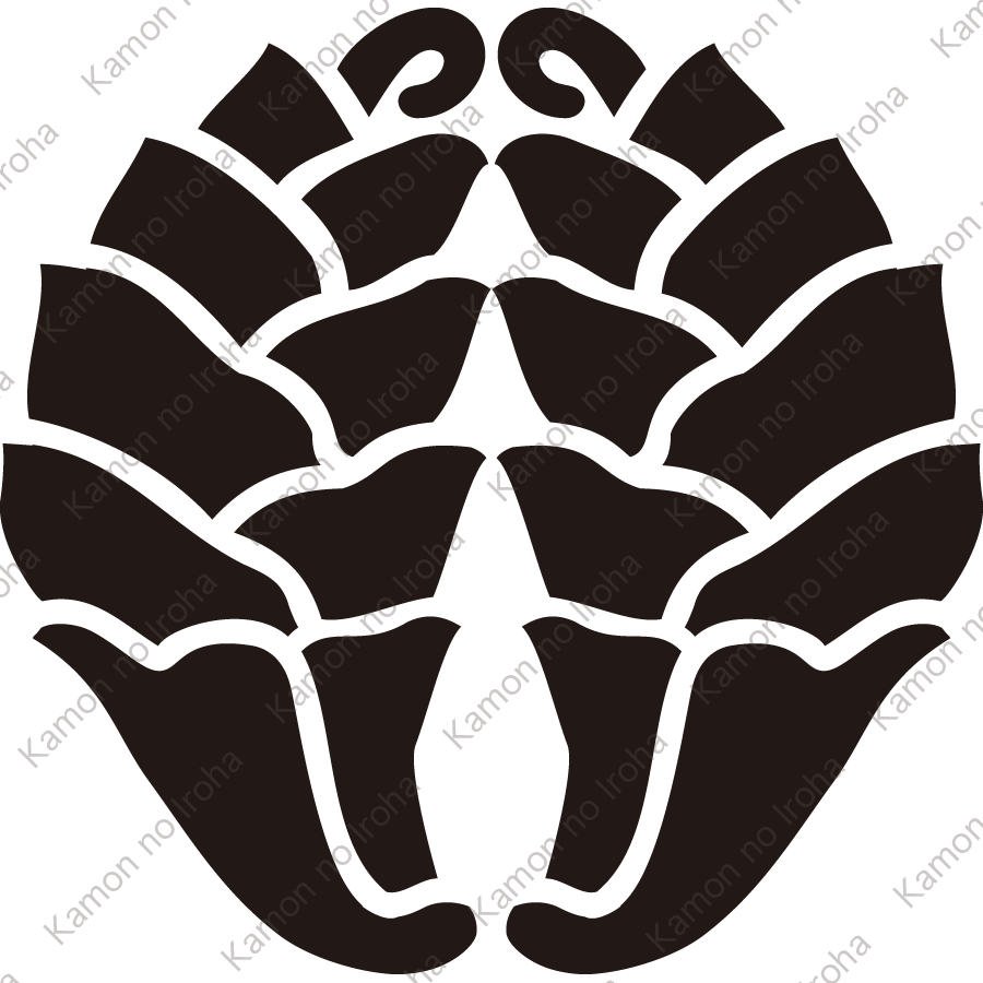 九つ葉抱き杏葉紋