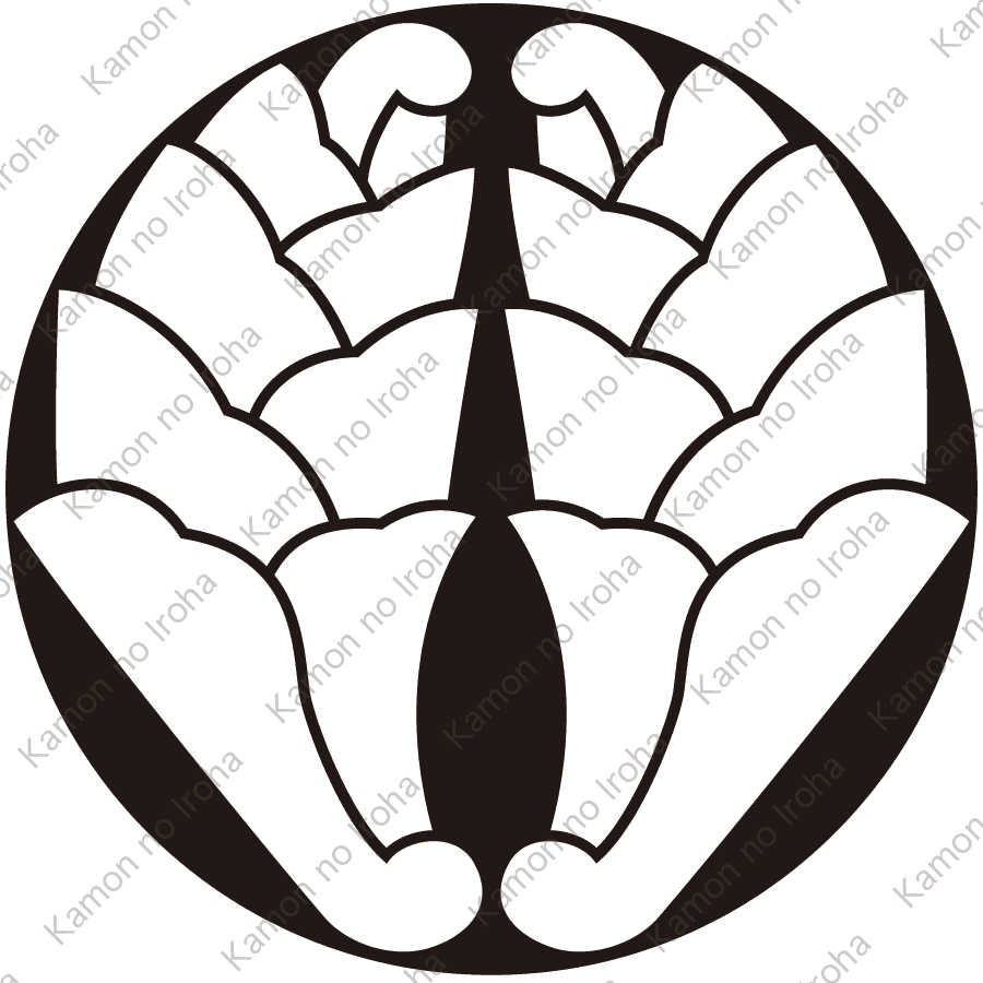 石持ち地抜き抱き杏葉紋