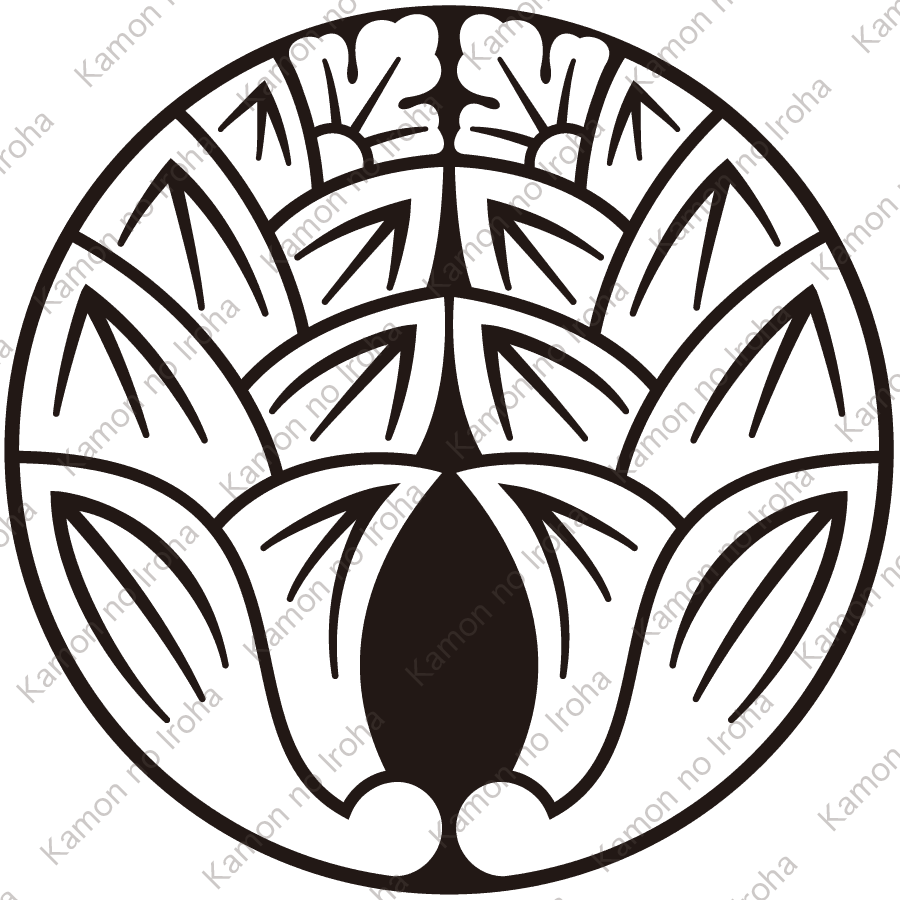 石持ち地抜き抱き茗荷紋