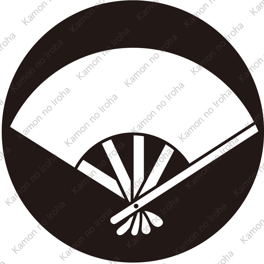 石持ち地抜き五本骨扇紋