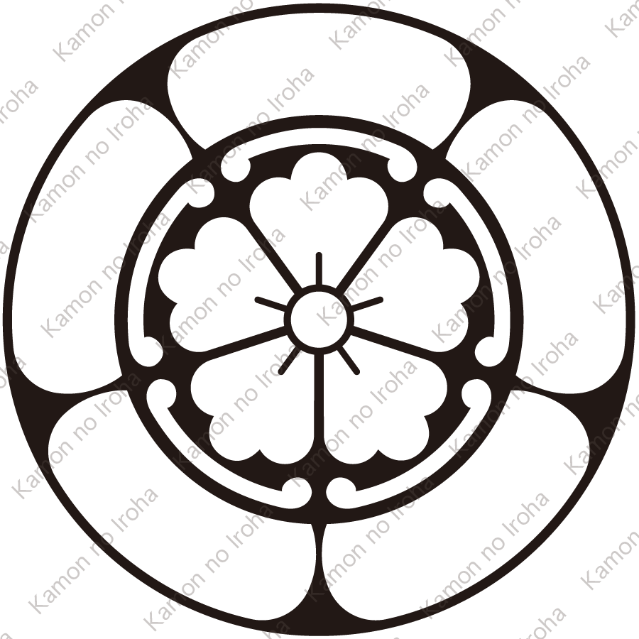 石持ち地抜き五瓜に唐花紋