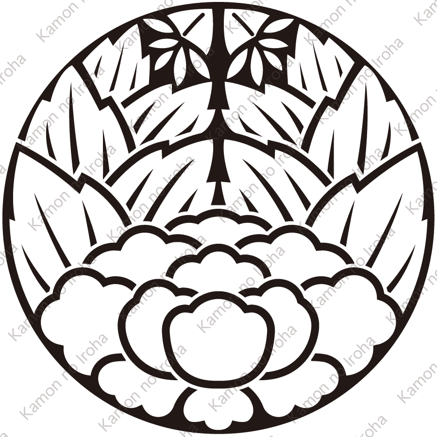 石持ち地抜き杏葉牡丹紋