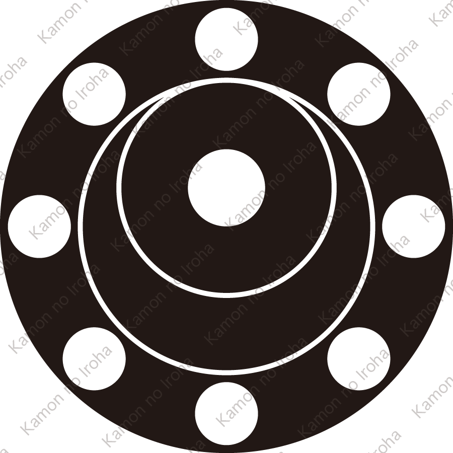 石持ち地抜き八曜に月星紋