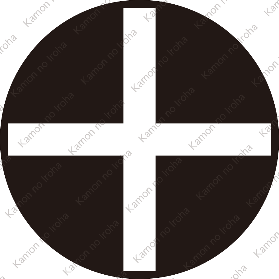 石持ち地抜き十字久留子紋