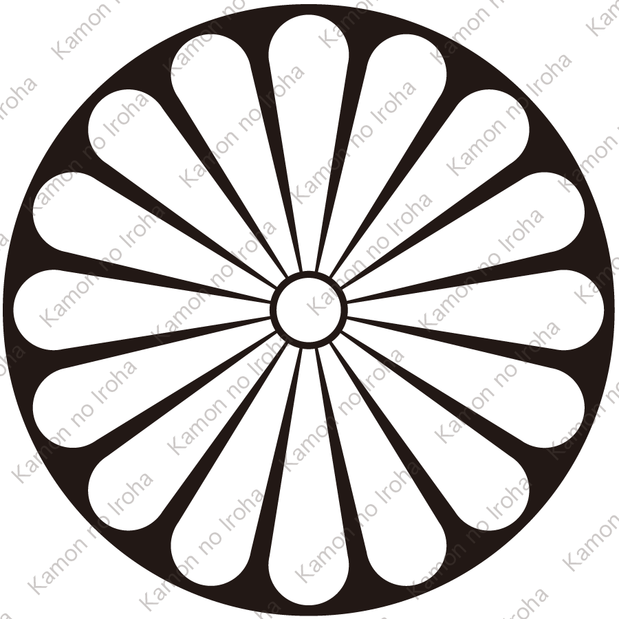 石持ち地抜き十六菊紋