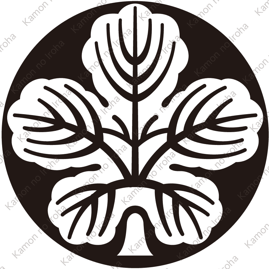 石持ち地抜き梶の葉紋