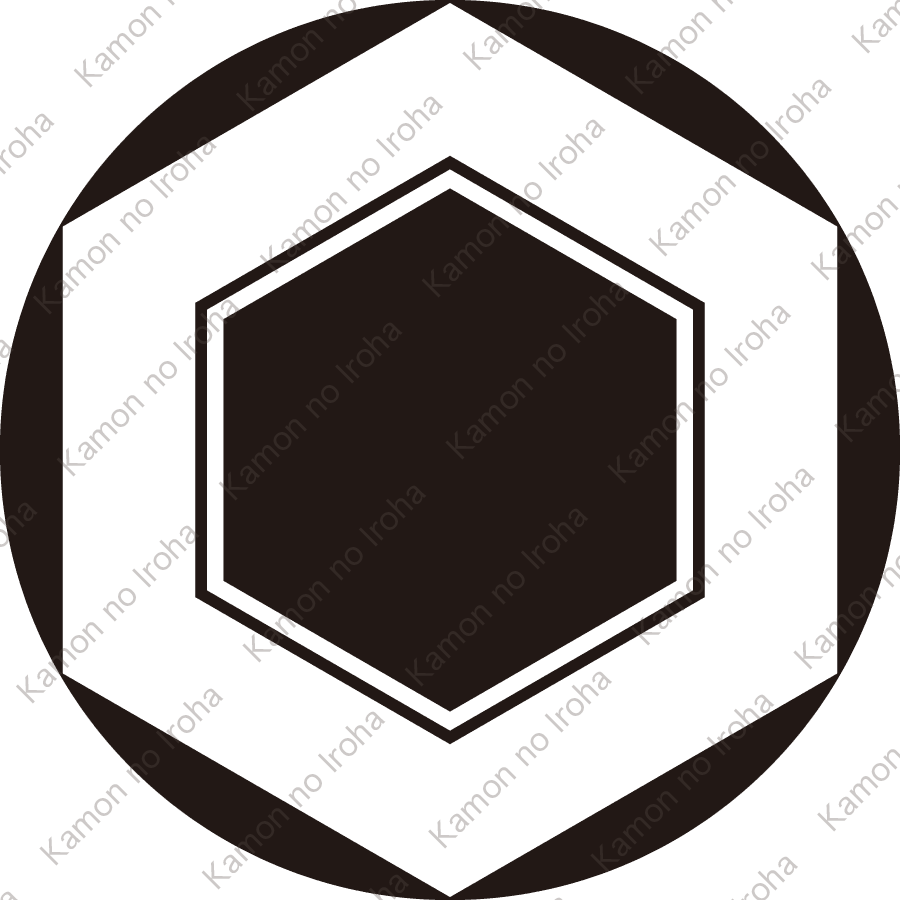 石持ち地抜き亀甲紋