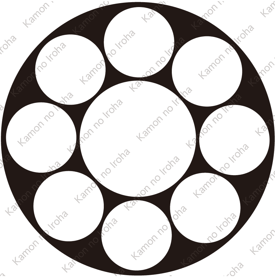 石持ち地抜き九曜紋