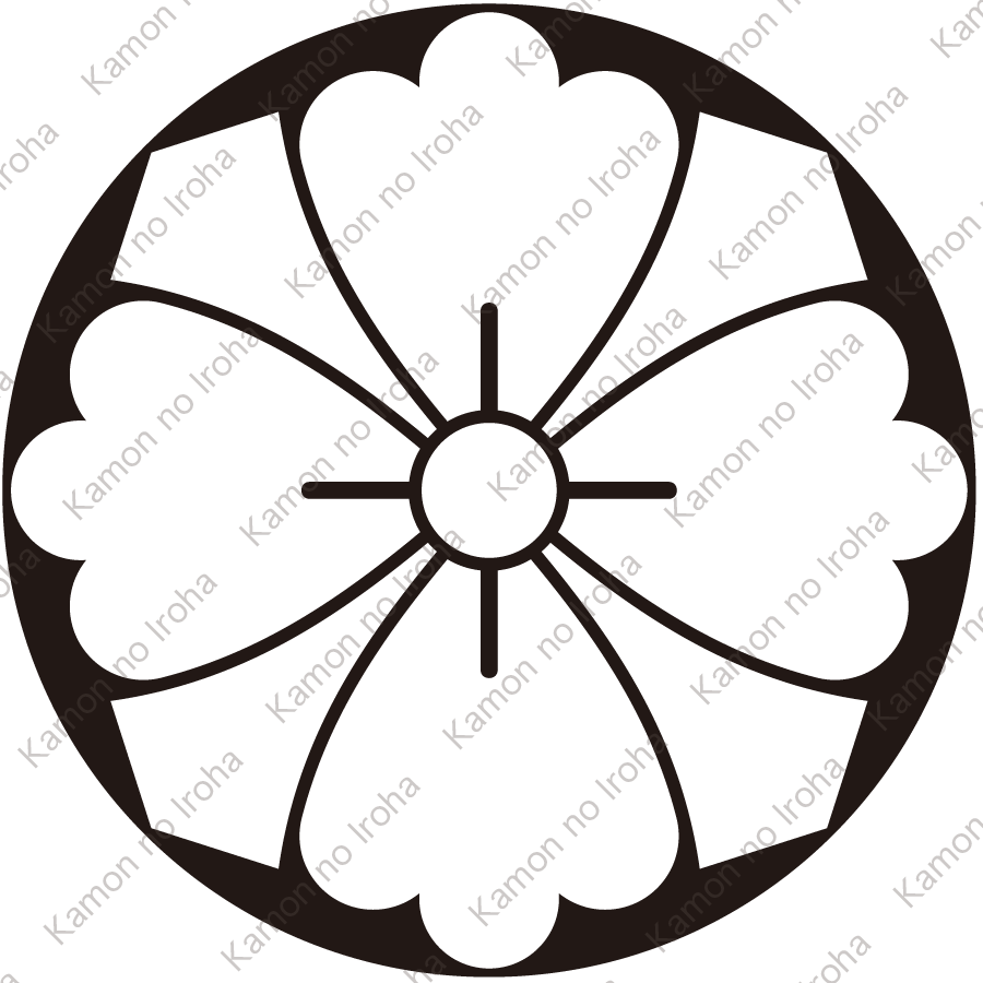 石持ち地抜き剣花角紋