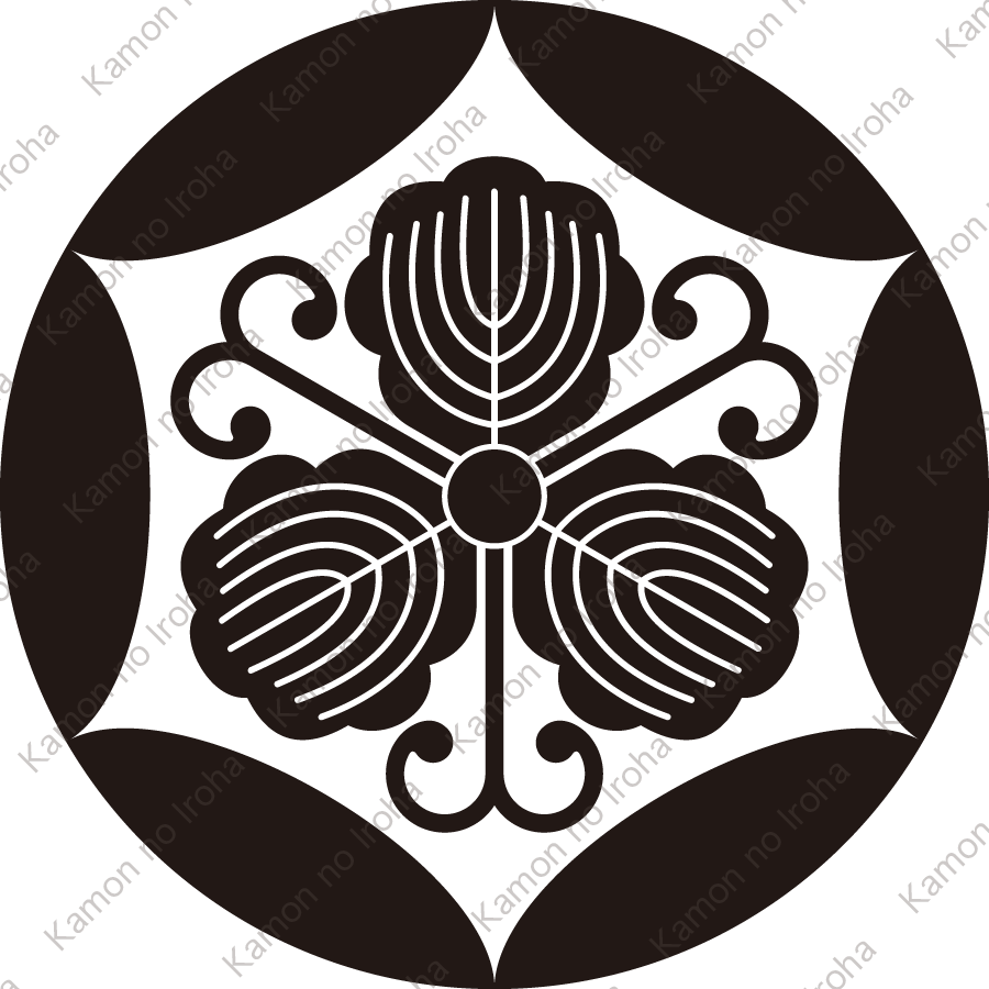 石持ち地抜き反り六角に蔓柏紋