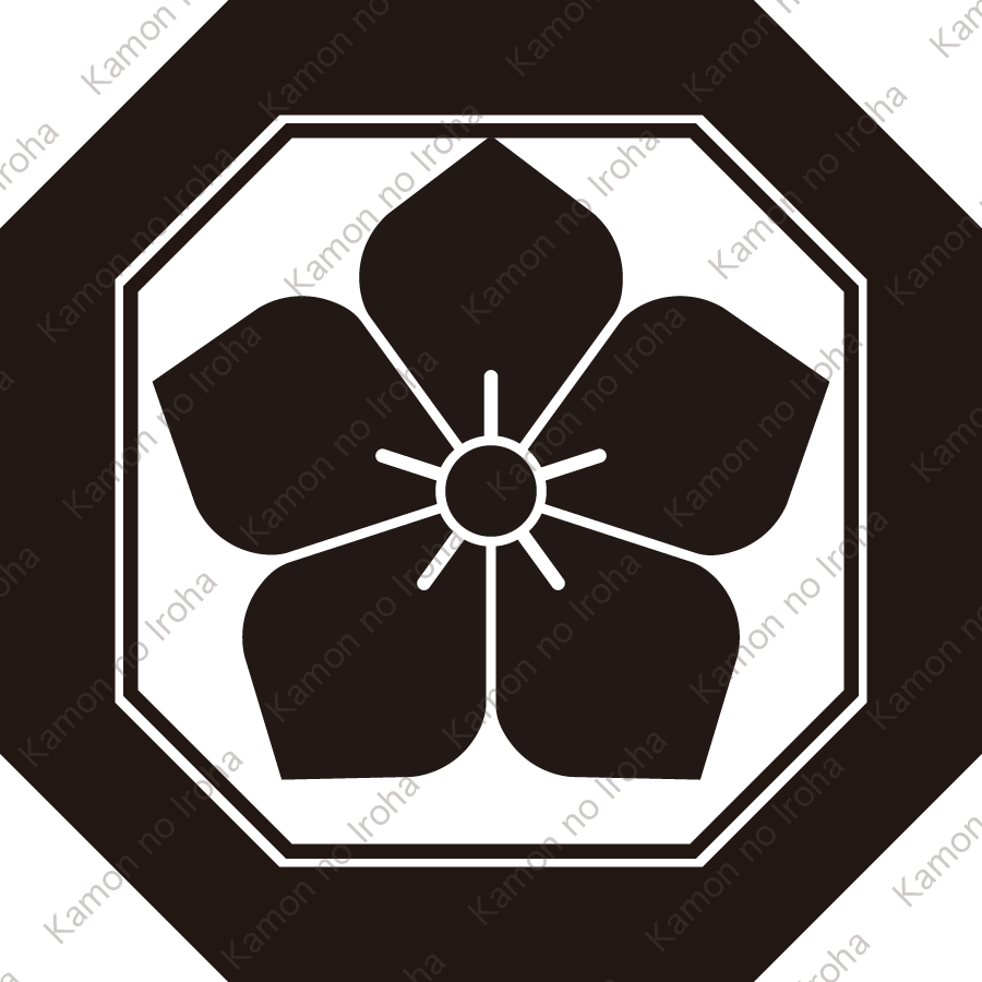 子持ち平隅切り角に桔梗紋