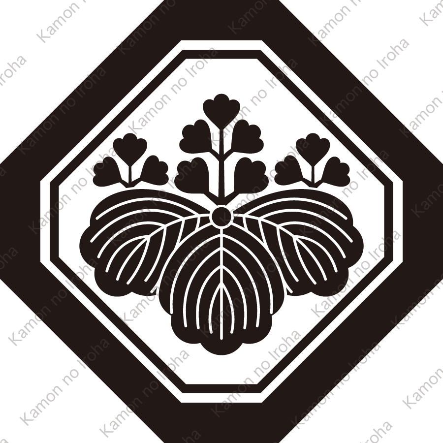 子持ち隅切り角に五三桐紋