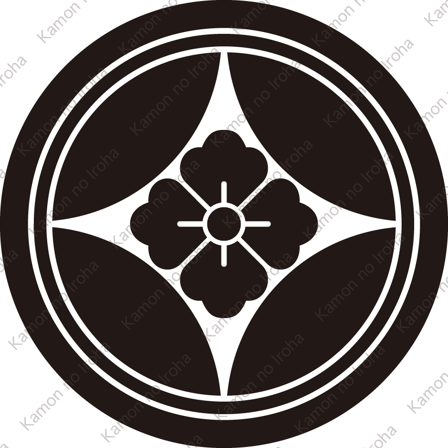 子持ち輪に七宝に花角紋