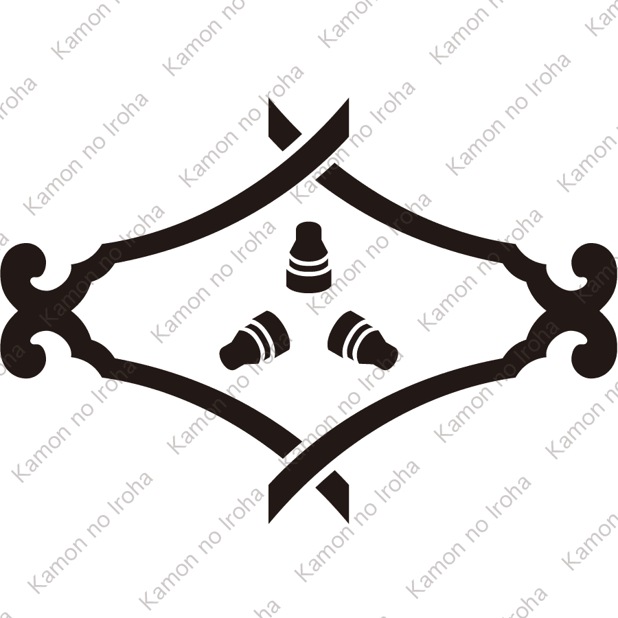 琴柱菱に三つ琴の爪紋
