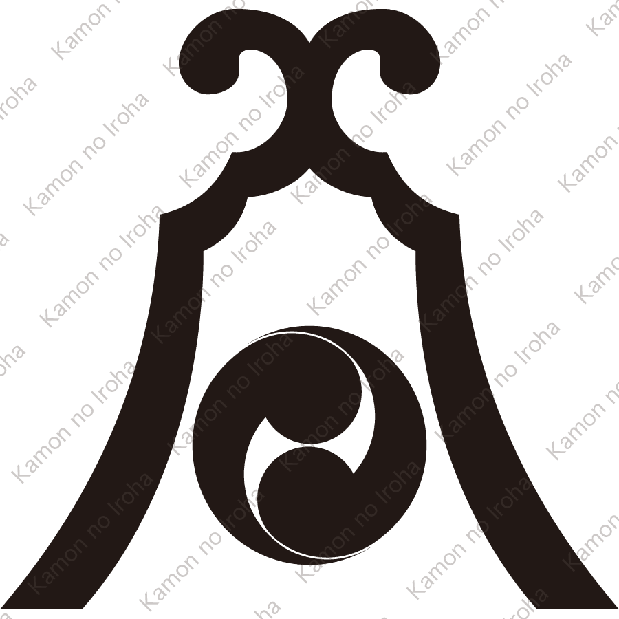 琴柱に二つ巴紋