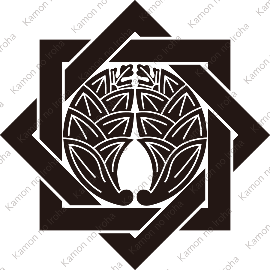 組み合い角に抱き茗荷紋