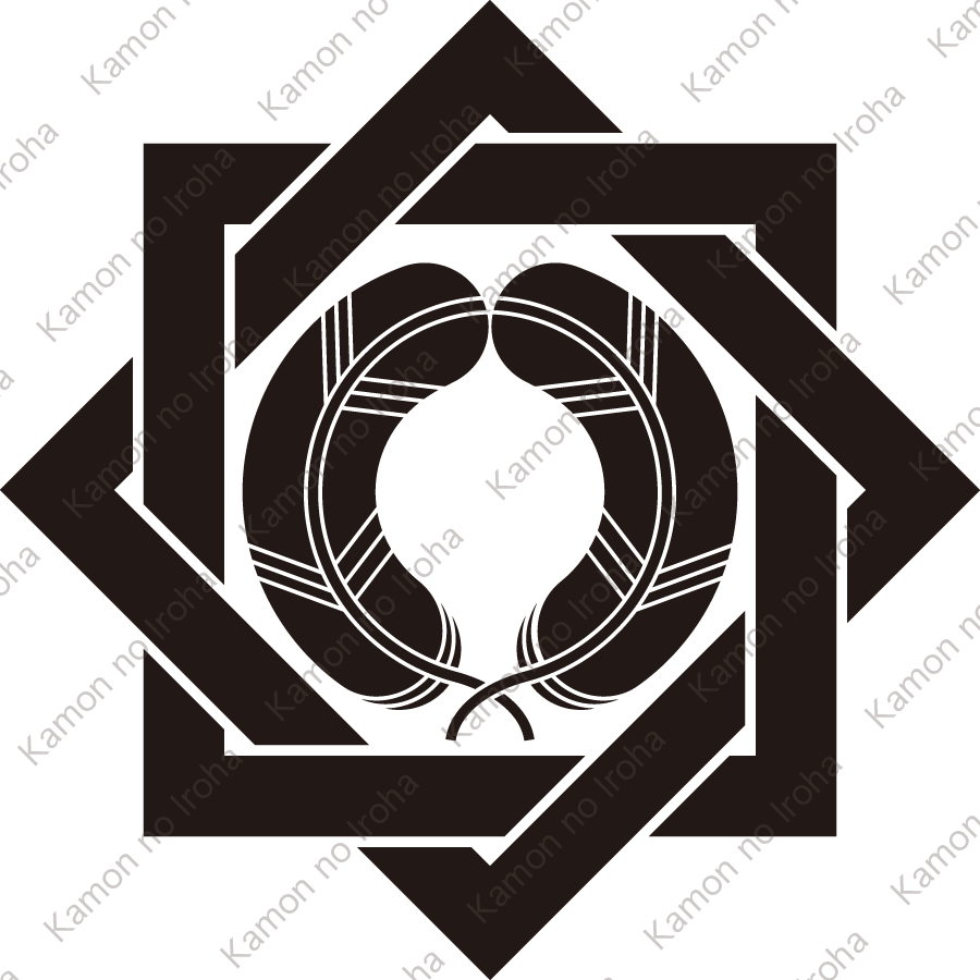 組み合い角に抱き鷹の羽紋