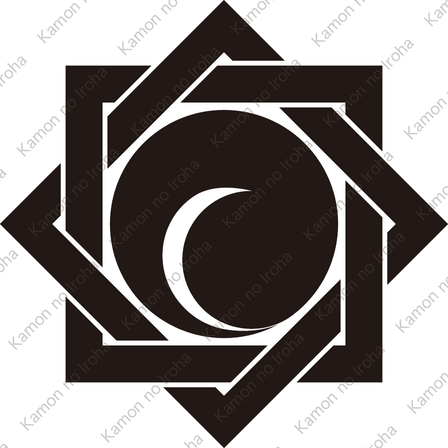 組合い角に左一つ巴紋