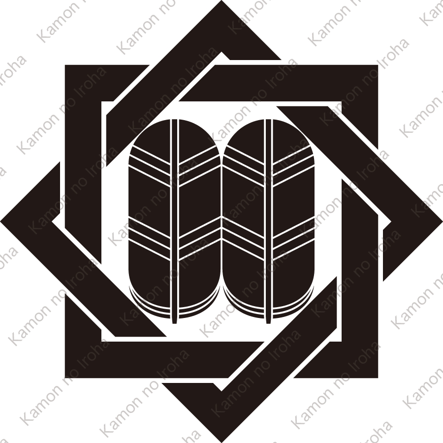 組み角に並び鷹の羽（２）紋