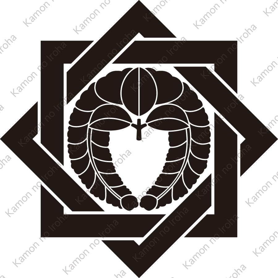 組み合い角に下り藤紋