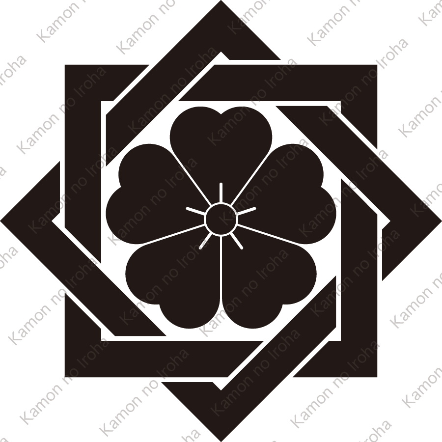 組み合い角に桜紋