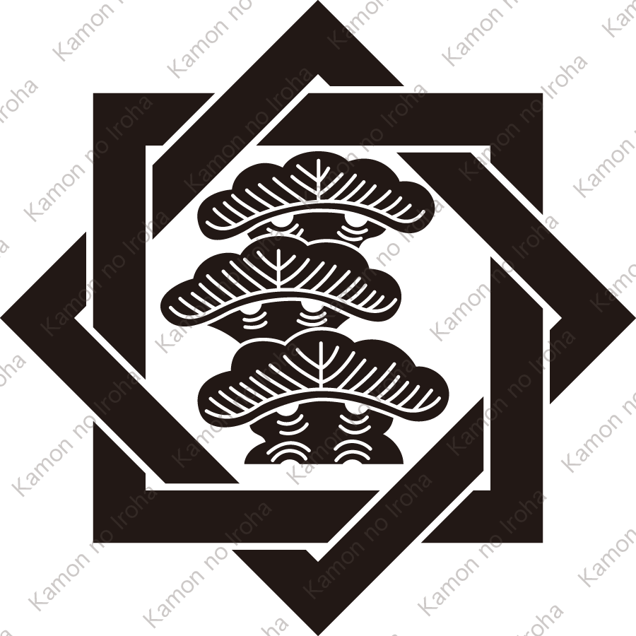 組み合い角に三階松紋