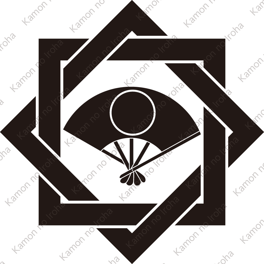 組み合い角に月丸扇紋