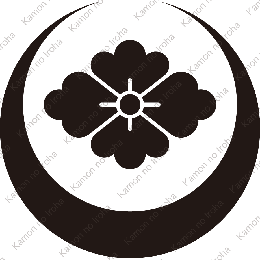 真向い月に花菱紋