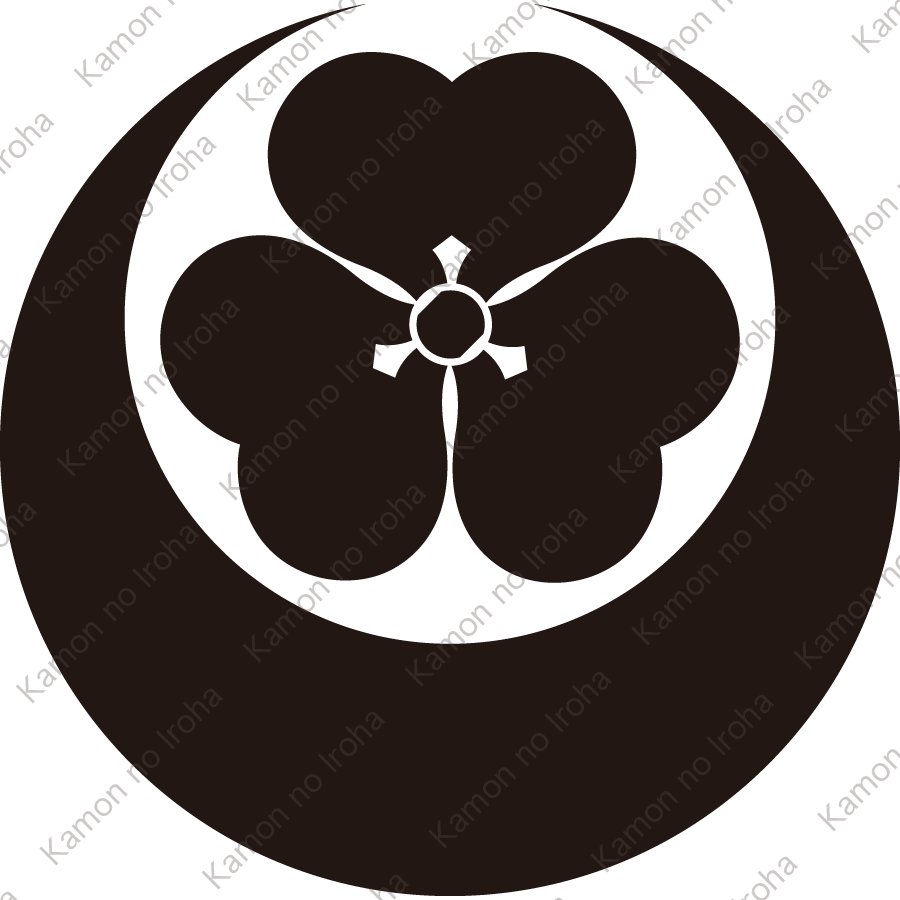 真向い月に片喰紋