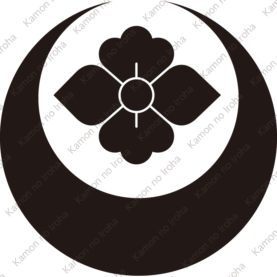 真向い月に変り花菱紋