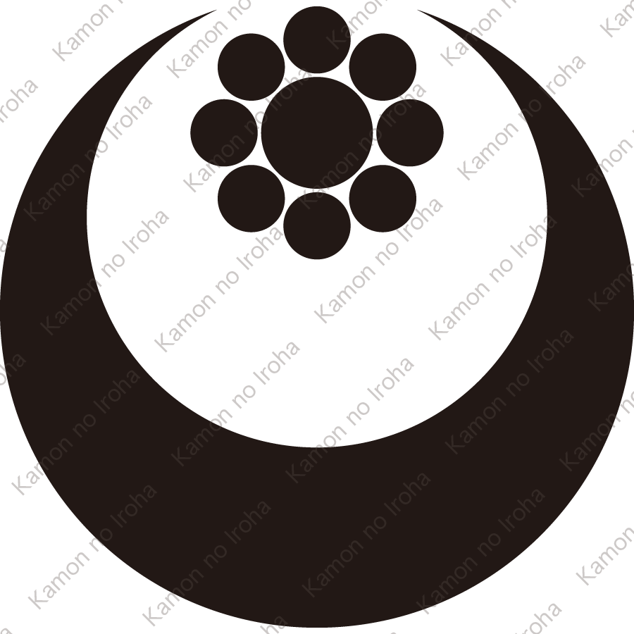 真向い月に九曜紋