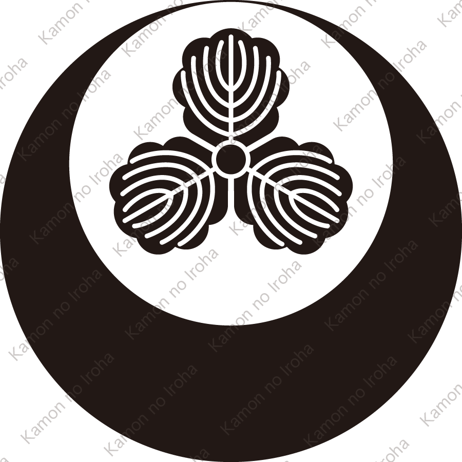 真向い月に三つ柏紋