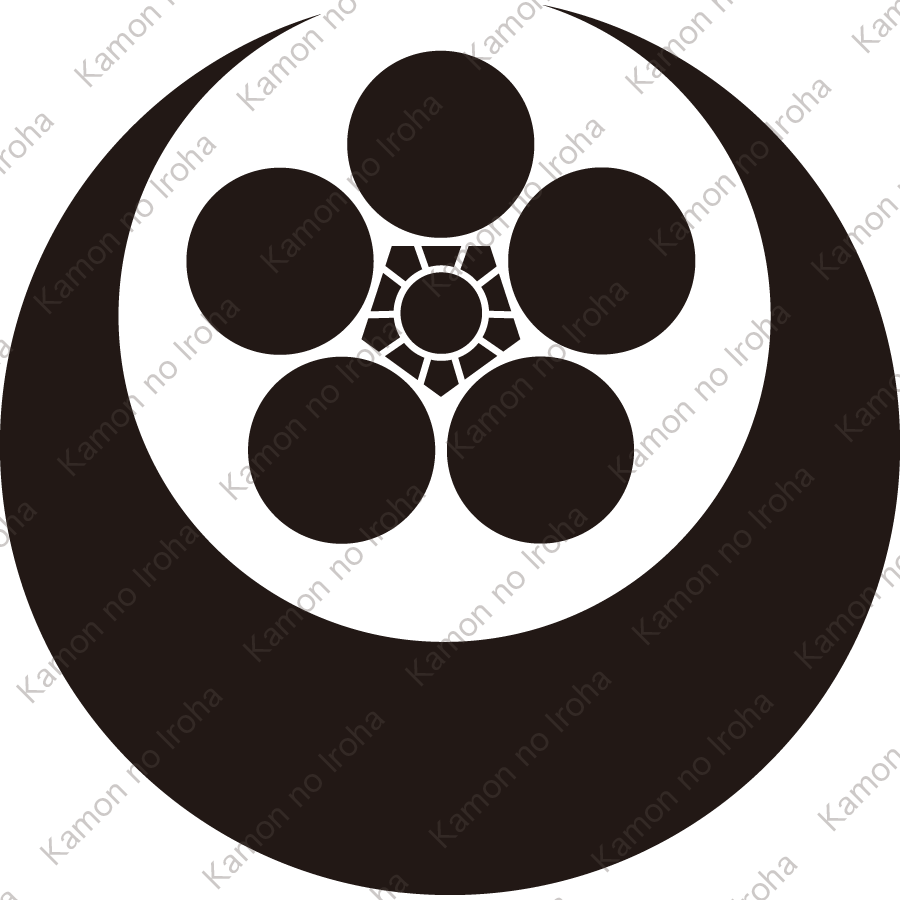 真向い月に梅鉢紋