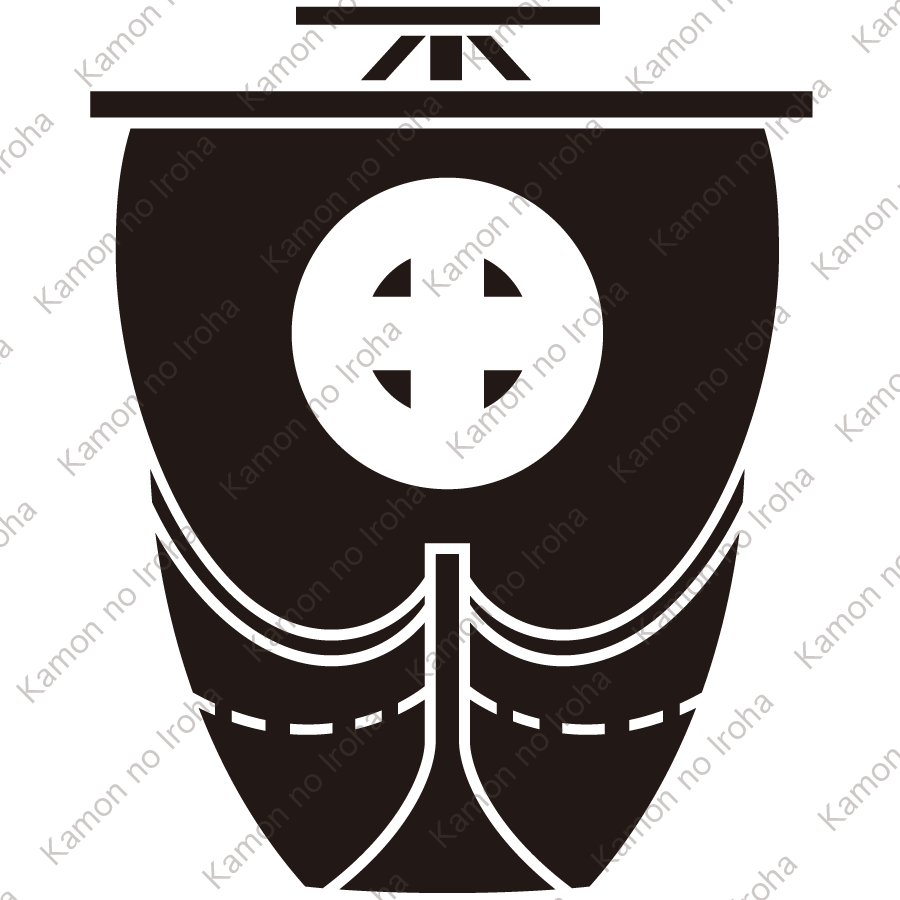 真向き帆掛け船に轡紋