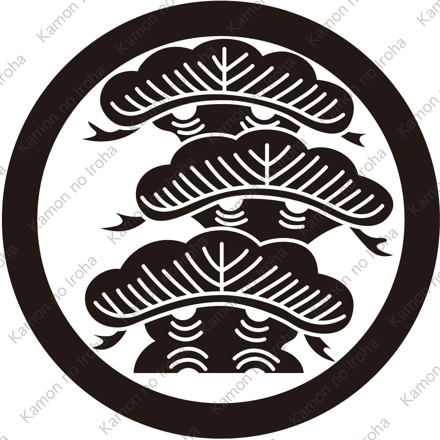 丸に荒枝付き右三階松紋