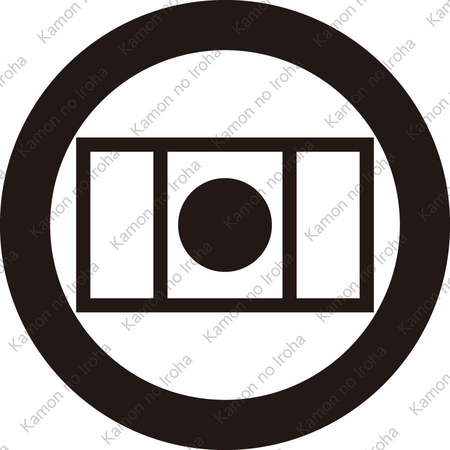 丸に中陰岩城櫺子に月紋