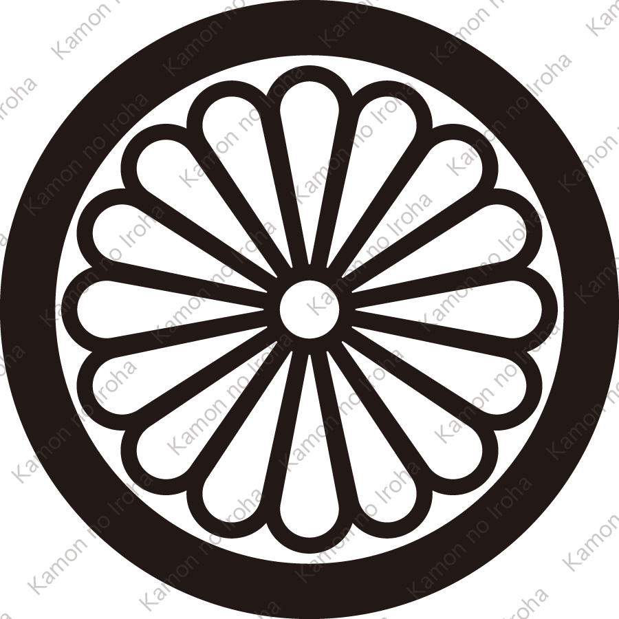 丸に中陰十六葉菊紋