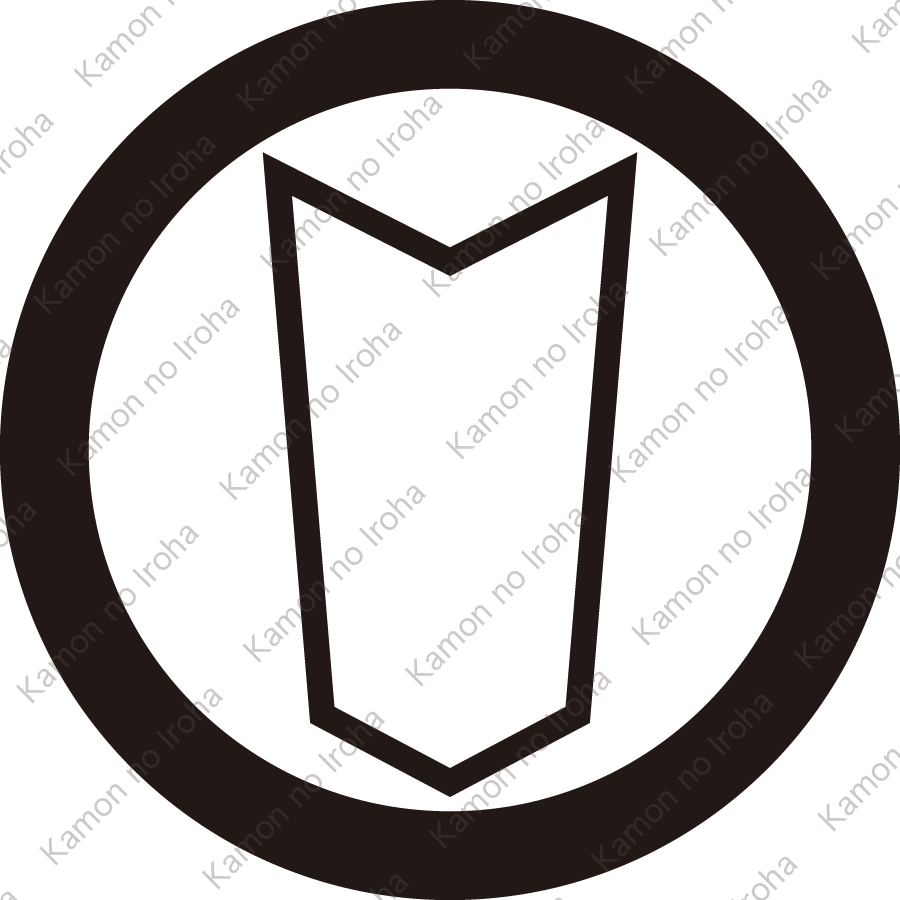 丸に中蔭矢筈紋