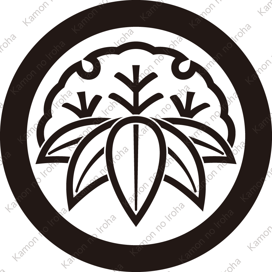 丸に中陰雪持ち笹紋