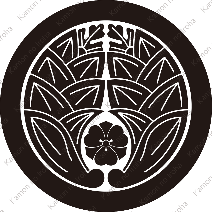 丸に抱き茗荷に剣片喰紋