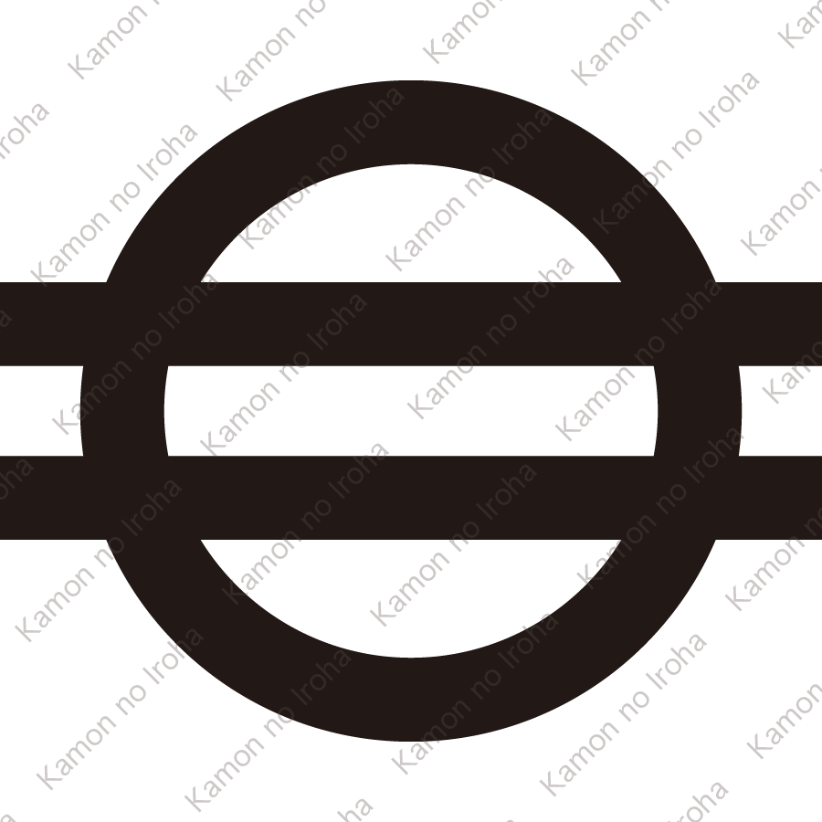 丸に出二つ引き（２）紋