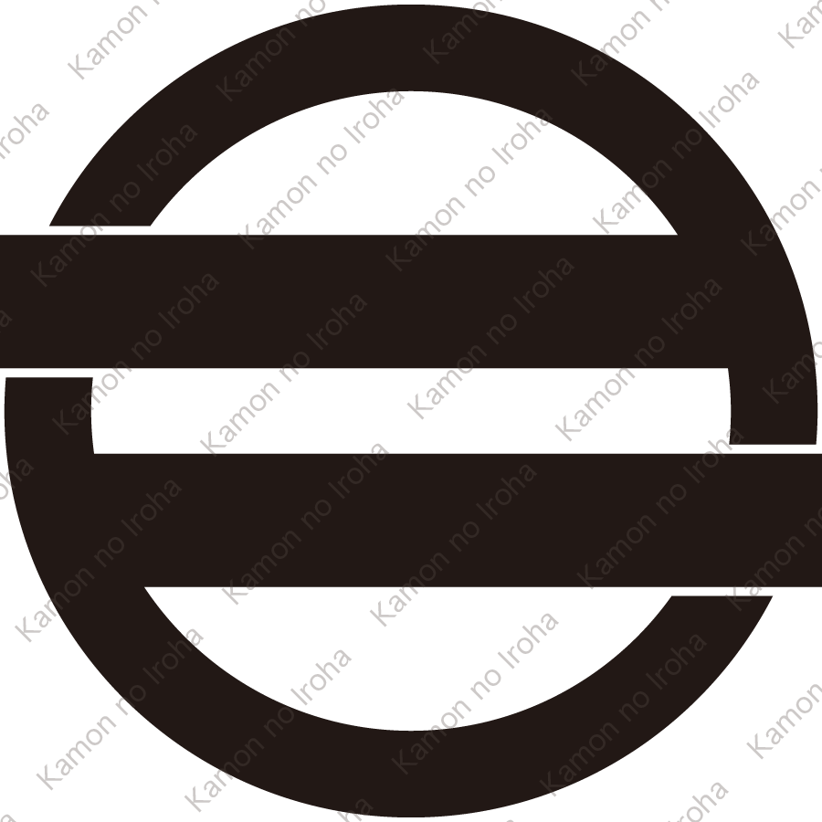 丸に出二つ引き（３）紋