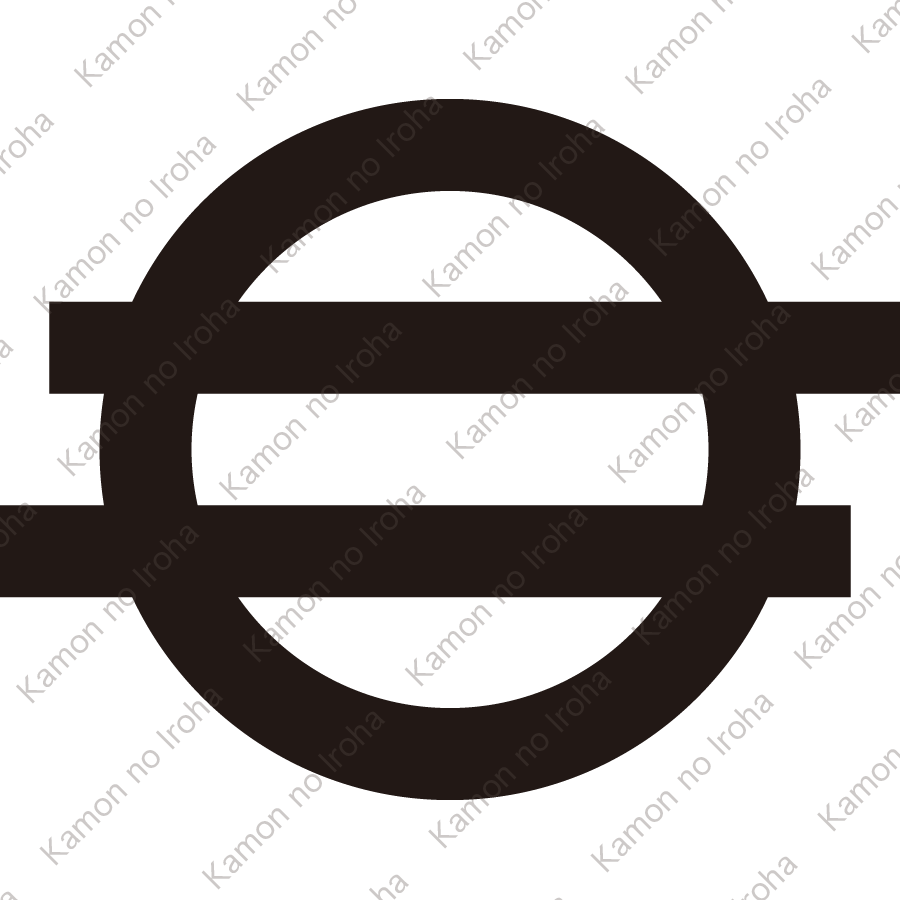 丸に出二つ引き（４）紋