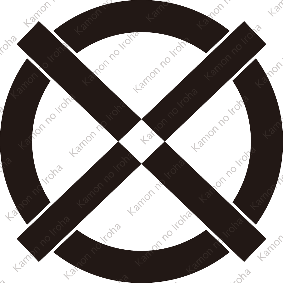 丸に出石抜き直違紋