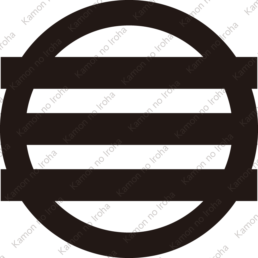 丸に出三つ引き（２）紋