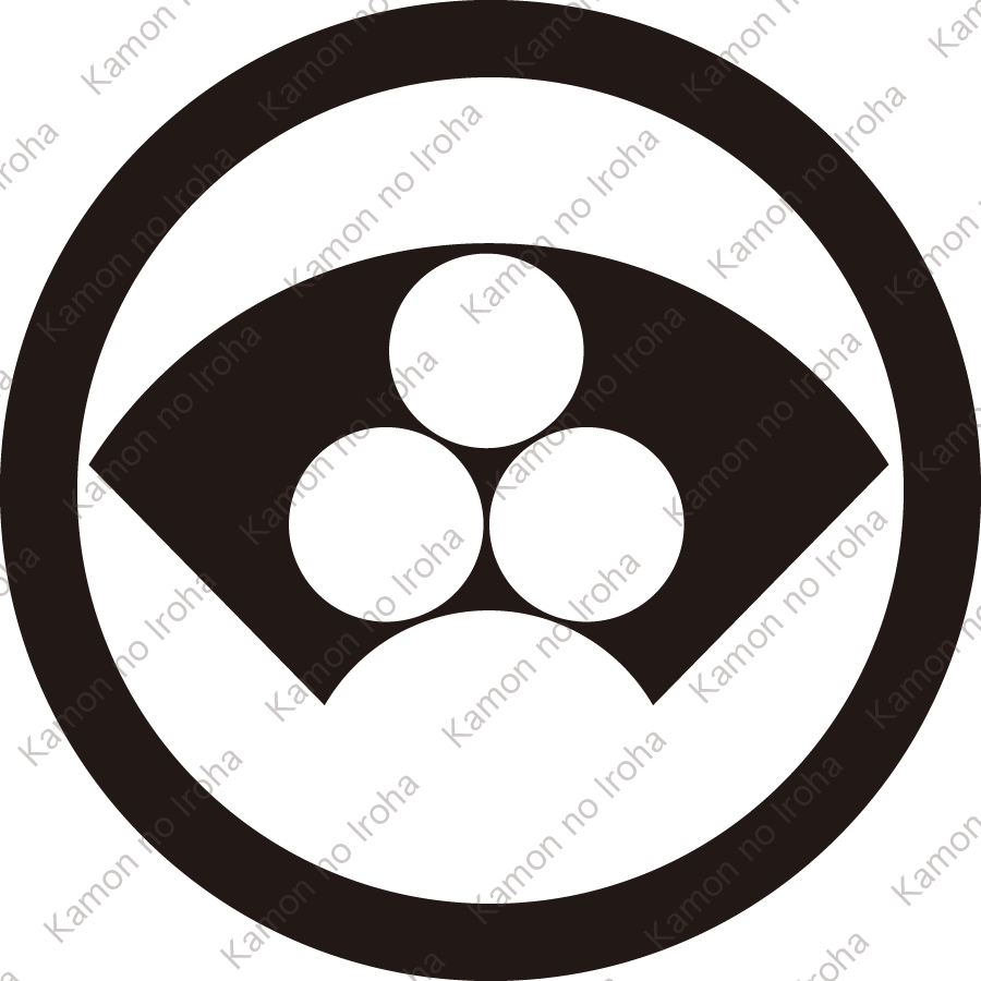 丸に地紙に地抜き三つ星紋